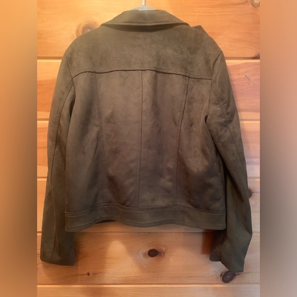 Philosophy Olive Green Faux Leather Zipper Jacket. Women’s size L - Picture 8 of 10